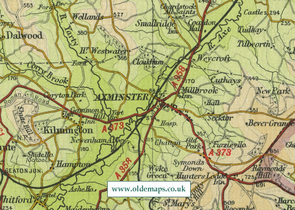 Old map of Axminster