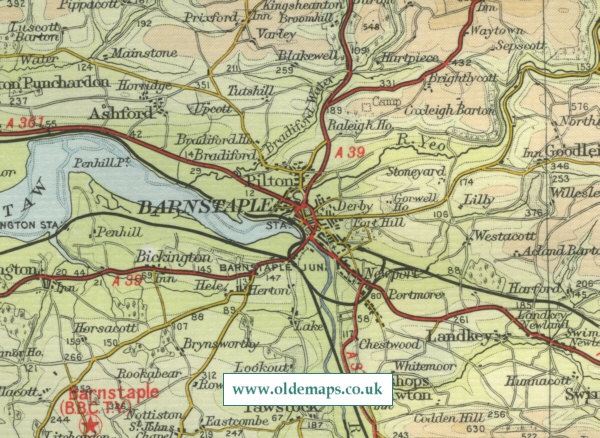 Old map of barnstaple