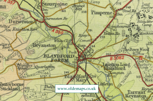 Old map of Blandford Forum
