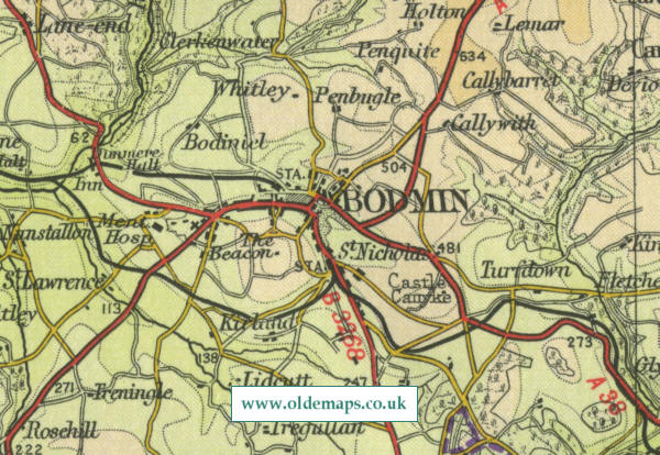 Old map of Bodmin