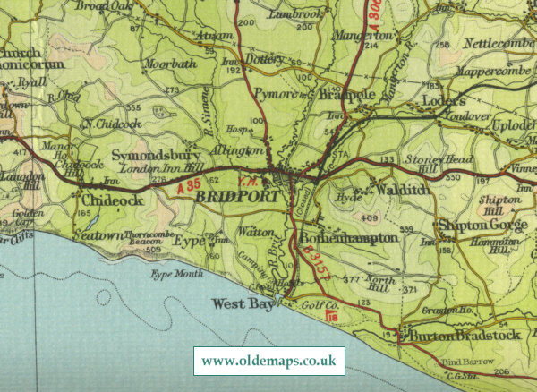 Old map of Bridport