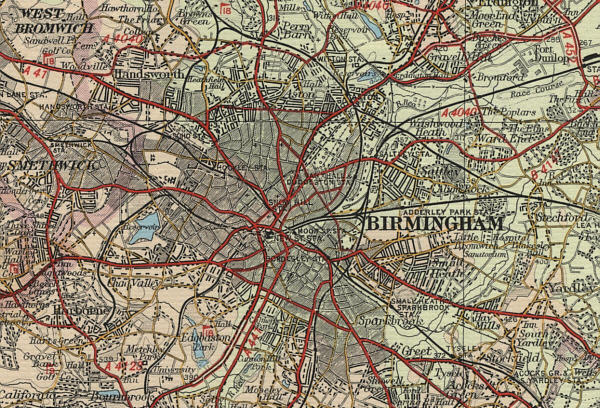 Old map of Birmingham